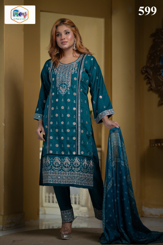 New Readymade Eid Collection Girls Cotton Skinprint Embroidery Lace Work Salwar Kameez | Three Piece 47