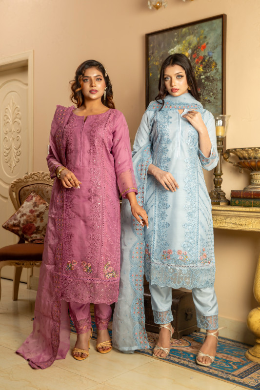 New Readymade Eid Collection Girls Cotton Skinprint Embroidery Lace Work Salwar Kameez | Three Piece 25