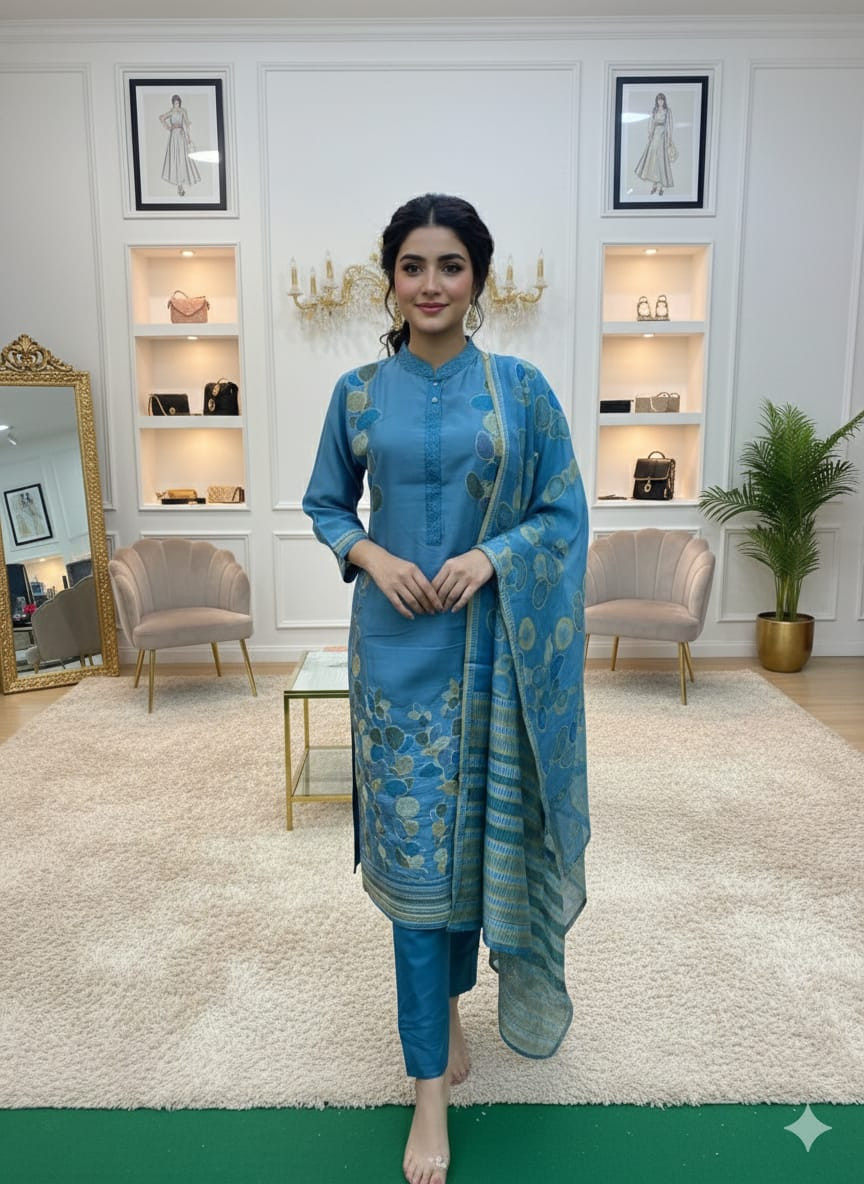 Fabric: Fog Rawon ? ফ্যাব্রিক: ফগ রাওন (সফট ও আরামদায়ক কাপড়) Work: Embroidery Work ? কাজ: সূচিকর্ম / এমব্রয়ডারি কাজ Orna: Digital Print ওড়না: ডিজিটাল প্রিন্টেড ওড়না Bottom: Plain Salwar ?সালওয়ার