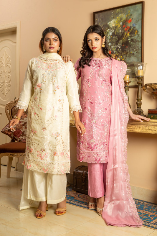 New Readymade Eid Collection Girls Cotton Skinprint Embroidery Lace Work Salwar Kameez | Three Piece 23