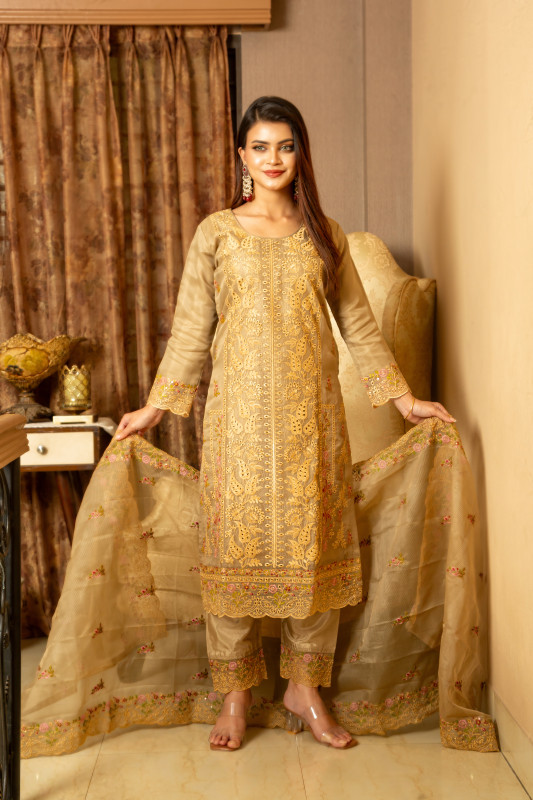 New Readymade Eid Collection Girls Cotton Skinprint Embroidery Lace Work Salwar Kameez | Three Piece 29