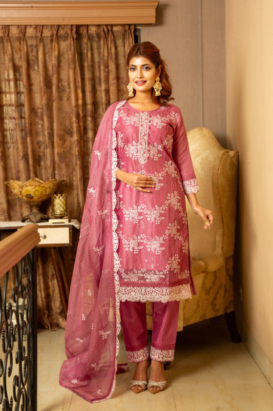 New Readymade Eid Collection Girls Cotton Skinprint Embroidery Lace Work Salwar Kameez | Three Piece 31