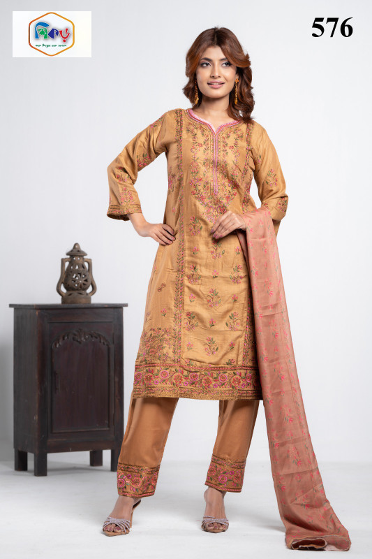 New Readymade Eid Collection Girls Cotton Skinprint Embroidery Lace Work Salwar Kameez | Three Piece 48