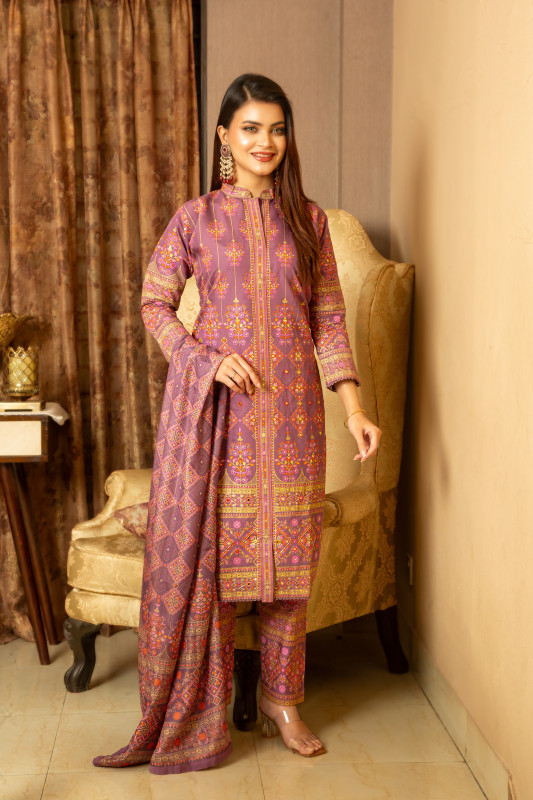 New Readymade Eid Collection Girls Cotton Skinprint Embroidery Lace Work Salwar Kameez | Three Piece27